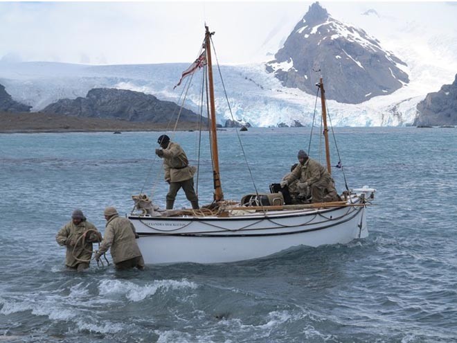 Shackleton re-enactment lands at Peggoty Bluff in South Georgia.  Image by Jo Stewart ©  SW
